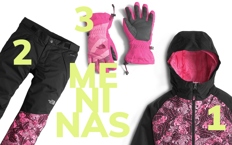 1. jaqueta Brianna Insulated / 2. Calça Freedom Insulated / 3. Luva Revelstoke Etip