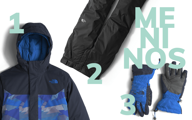 1. Jaqueta Brayden Insulated / 2. Calça Freedom Insulated / 3. Luva Revelstoke Etip